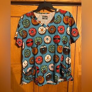Butter Soft Donut Print Scrub Top